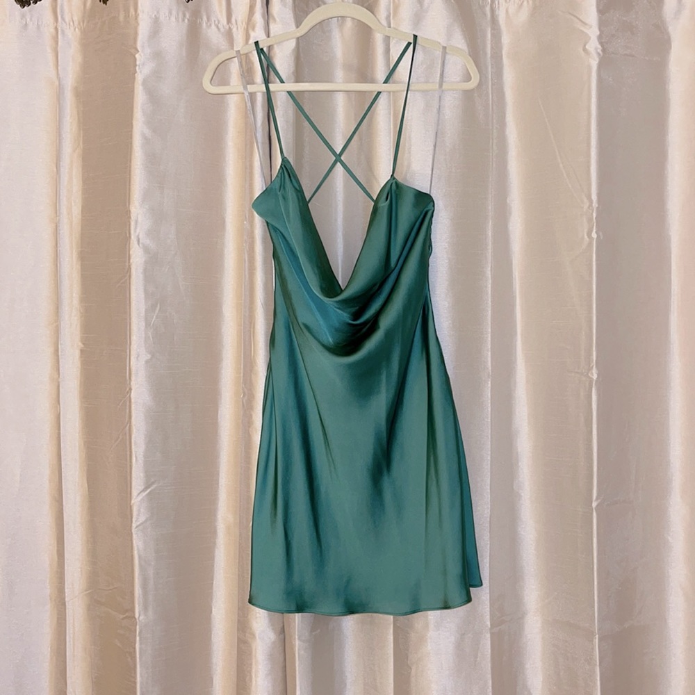 Lovers and Friends LA Emerald Green Satin Dress